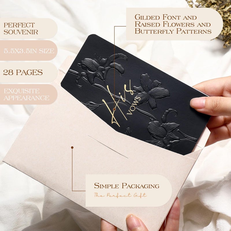 molekaus Vow Books,for Wedding Vow Books Wedding Gift for Bride and Groom Vows Book his and Hers with 28 Pages-5.5 * 3.5 in Wedding Notebook with Gilded Font Set of 2 （White and Black） - Image 2